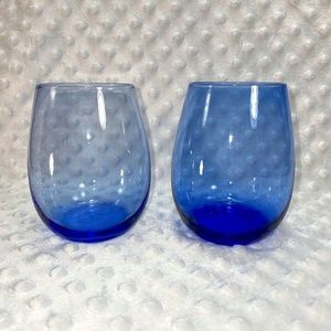Villeroy & Boch Blue 4.5” Stemless Wine Glasses Set of 2